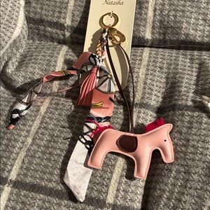Natasha Couture Pink Keychain with Gold Accents